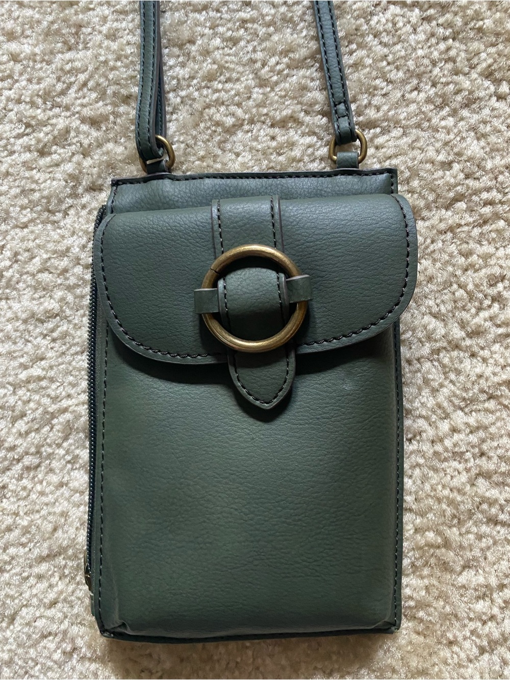 a.n.a Olive Green Crossbody Phone Pouch with Brass Ring